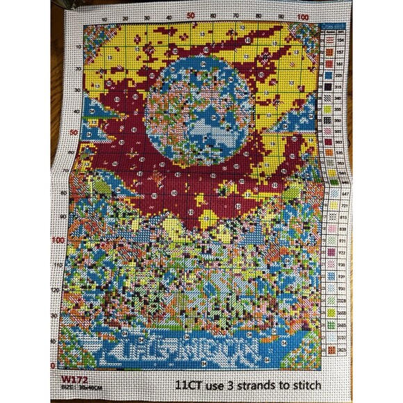 Celestial The Moon Cross Stitch Kit Astrology Moon 11 Count Kit 14" x 9 1/2" - Picture 2 of 4